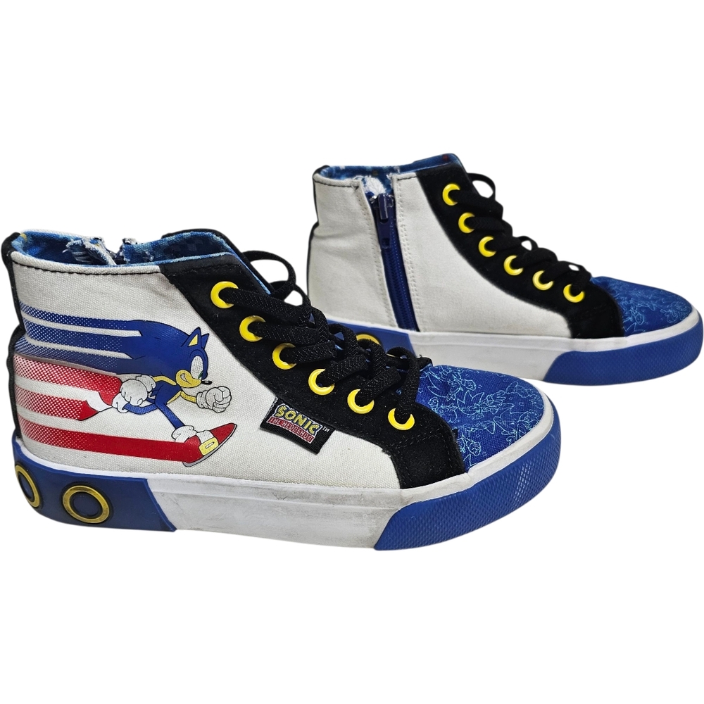 SEGA Sonic The Hedgehog Kids High-Top Character Sneakers Blue White Size 1 - Picture 4 of 9